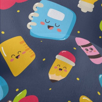 Cartoon School Items Lightweight Performance Linen