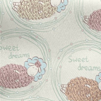 Hand Drawn Sleeping Lamb Jersey Backed Fleece