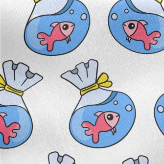 Cute Goldfish In Bag Jersey Backed Fleece