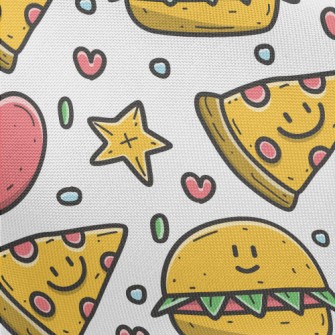 Cartoon Pizza And Hamburger Pongee