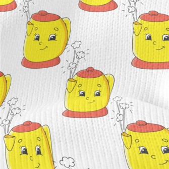Cartoon Smiley Kettle Stretch Jersey