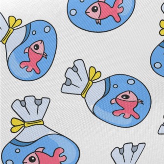 Cute Goldfish In Bag Midweight Cotton Poplin