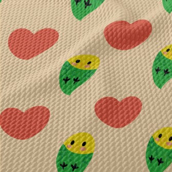 Love Heart And Cute Parrot Birdseye Piqué