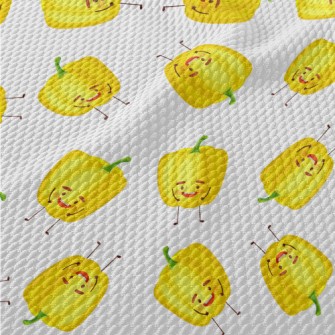Cute Yellow Bell Pepper Birdseye Piqué