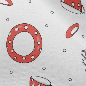 Red Background With White Dots Chiffon