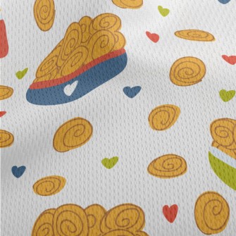 Hand Drawn Sweet Bread Athletic Mesh Flat Back