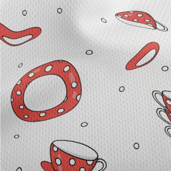 Red Background With White Dots Athletic Mesh Flat Back