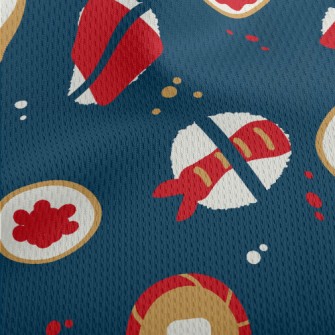 Cartoon Nigiri Sushi Set Athletic Mesh Flat Back
