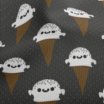 Ghost Shaped Ice Cream Cone Athletic Mesh Flat Back