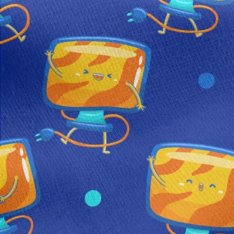 Cartoon Computer Screen Jersey Backed Fleece