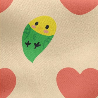 Love Heart And Cute Parrot Jersey Backed Fleece