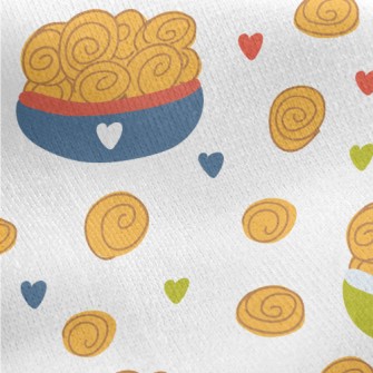 Hand Drawn Sweet Bread Jersey Backed Fleece