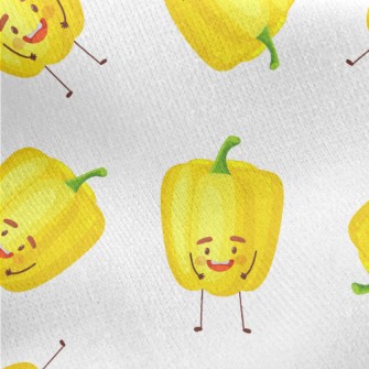 Cute Yellow Bell Pepper Jersey Backed Fleece
