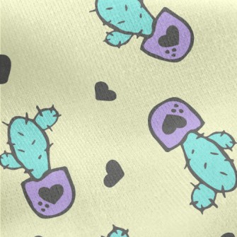 Purple Flowerpot Cactus Jersey Backed Fleece