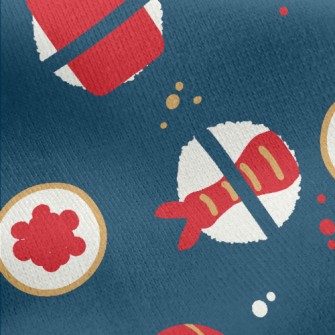 Cartoon Nigiri Sushi Set Jersey Backed Fleece