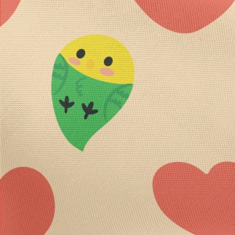 Love Heart And Cute Parrot Pongee