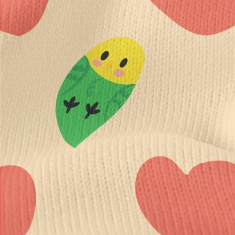 Love Heart And Cute Parrot Stretch Jersey