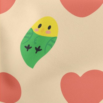 Love Heart And Cute Parrot Lightweight Cotton Poplin