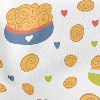 Hand Drawn Sweet Bread Lightweight Cotton Poplin