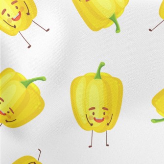Cute Yellow Bell Pepper Lightweight Cotton Poplin