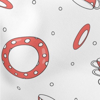 Red Background With White Dots Lightweight Cotton Poplin