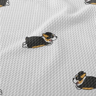 Cute Black Corgi Birdseye Piqué
