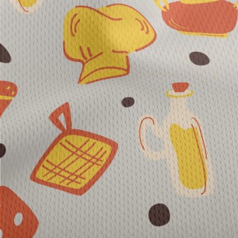 Hand Drawn Kitchen Utensils Athletic Mesh Flat Back