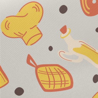 Hand Drawn Kitchen Utensils Twill