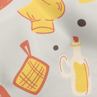 Hand Drawn Kitchen Utensils Micro Fleece