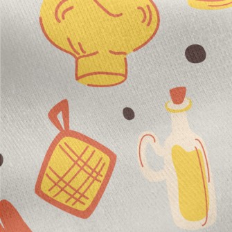 Hand Drawn Kitchen Utensils Jersey Backed Fleece