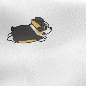Cute Black Corgi Jersey Backed Fleece