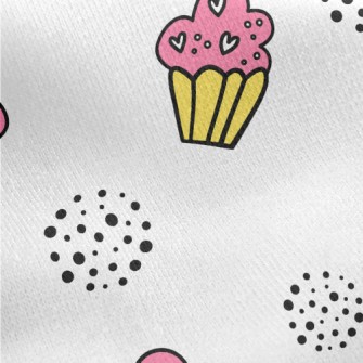 Cupcake Doodle Jersey Backed Fleece