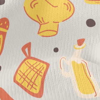 Hand Drawn Kitchen Utensils Stretch Jersey