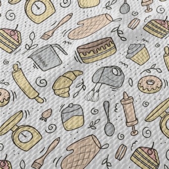 Various Baking Tools And Desse Birdseye Piqué