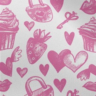 Pink Cake Heart Key Strawberry Chiffon
