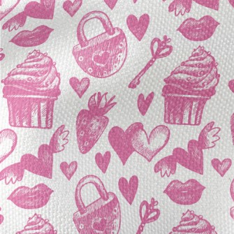 Pink Cake Heart Key Strawberry Waterproof Canvas