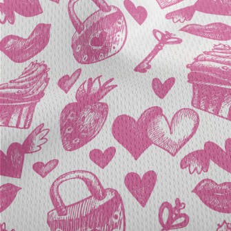 Pink Cake Heart Key Strawberry Athletic Mesh Flat Back