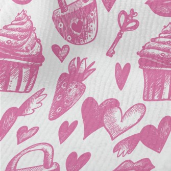 Pink Cake Heart Key Strawberry Terry