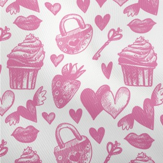Pink Cake Heart Key Strawberry Dobby