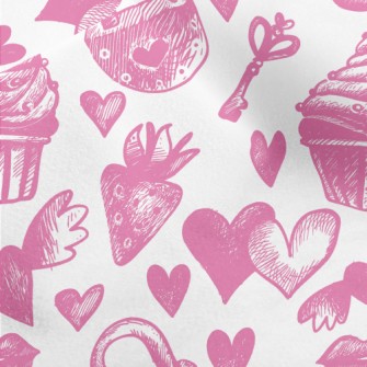 Pink Cake Heart Key Strawberry Micro Fleece