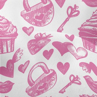 Pink Cake Heart Key Strawberry Lightweight Performance Linen