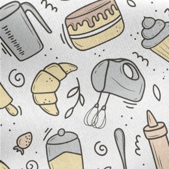 Various Baking Tools And Desse Jersey Backed Fleece