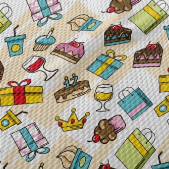 Cake Gift Drink Yellow Crown Birdseye Piqué