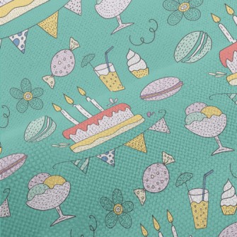 Cartoon Cake Macaroon Flowers Performance Linen