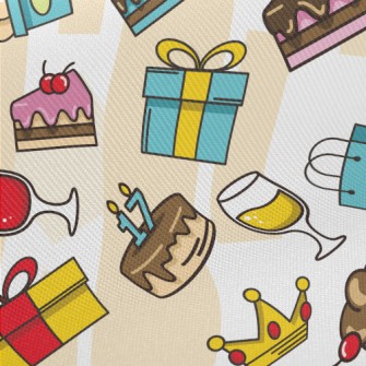 Cake Gift Drink Yellow Crown Twill