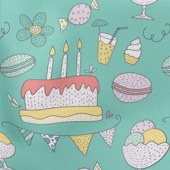 Cartoon Cake Macaroon Flowers Stretch Ponte