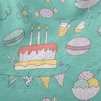 Cartoon Cake Macaroon Flowers Minky