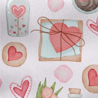 Valentine's Day Heart Patt Jersey Backed Fleece