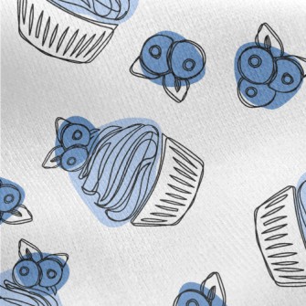 Simple Blueberry Cupcake Jersey Backed Fleece