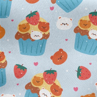 Bear Shaped Strawberry Cake Jersey Backed Fleece